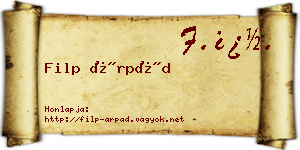 Filp Árpád névjegykártya
